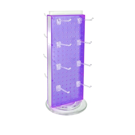 Azar Displays Revolving 8''W x 20.625''H Pegboard Counter Display w/16 4''Hooks 700508-PUR-4C16